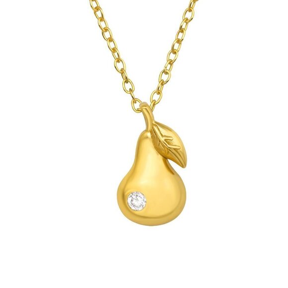 14k Gold Vermeil Pear Necklace - Picture 1 of 9